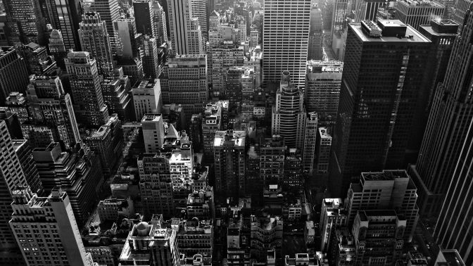 New York  Usa Top View Black And White